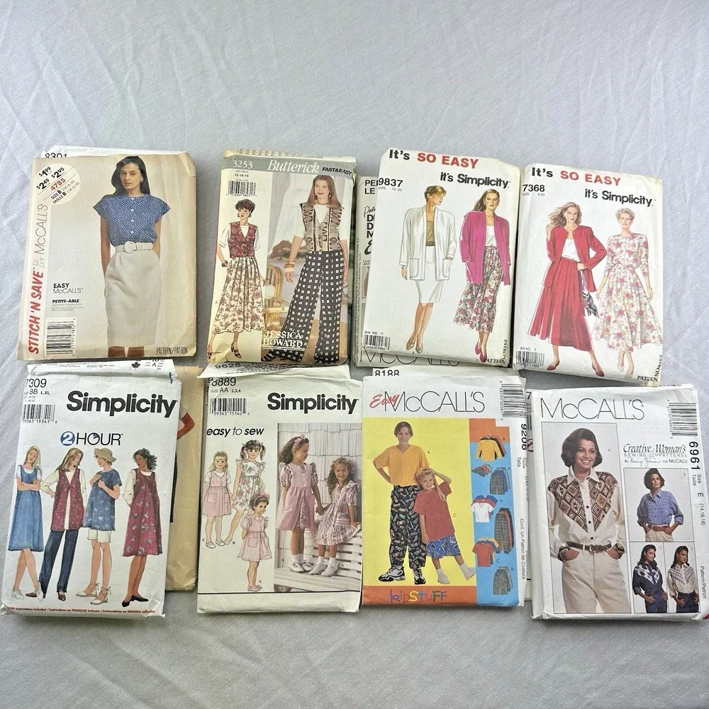 Lot of 22 VTG 90s Sewing Patterns Simplicity, McCalls, Butterick Mixed Sizes Cut